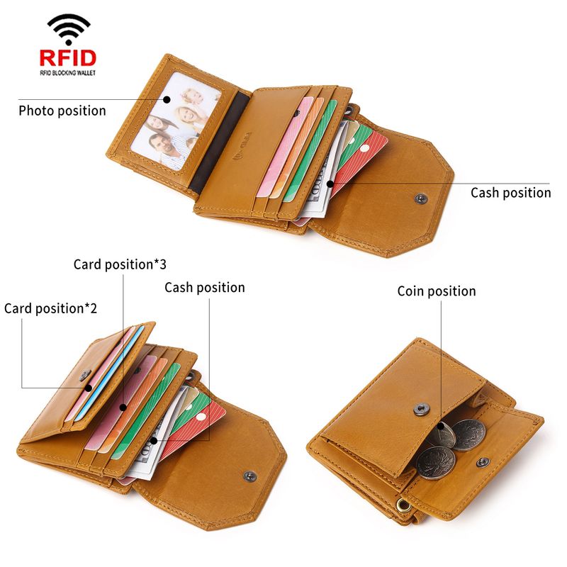 First layer oil wax leather men's RFID anti magnetic and anti-theft real pickup bag short style zero wallet_voghion.com