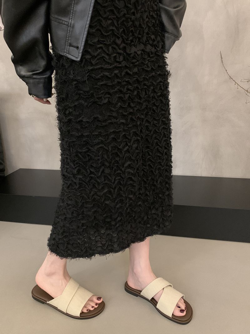 Niche Design Linen Square Head Open Toe Flat Slippers For Women Summer Wear Fairy Style Seaside Vacation Beach Sandals_voghion.com