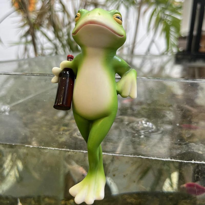 Grenouille décorative en résine, animal de dessin animé, peinte à la main, assise, couchée, debout, figurines de grenouille, décoration de jardin et de maison_voghion.com