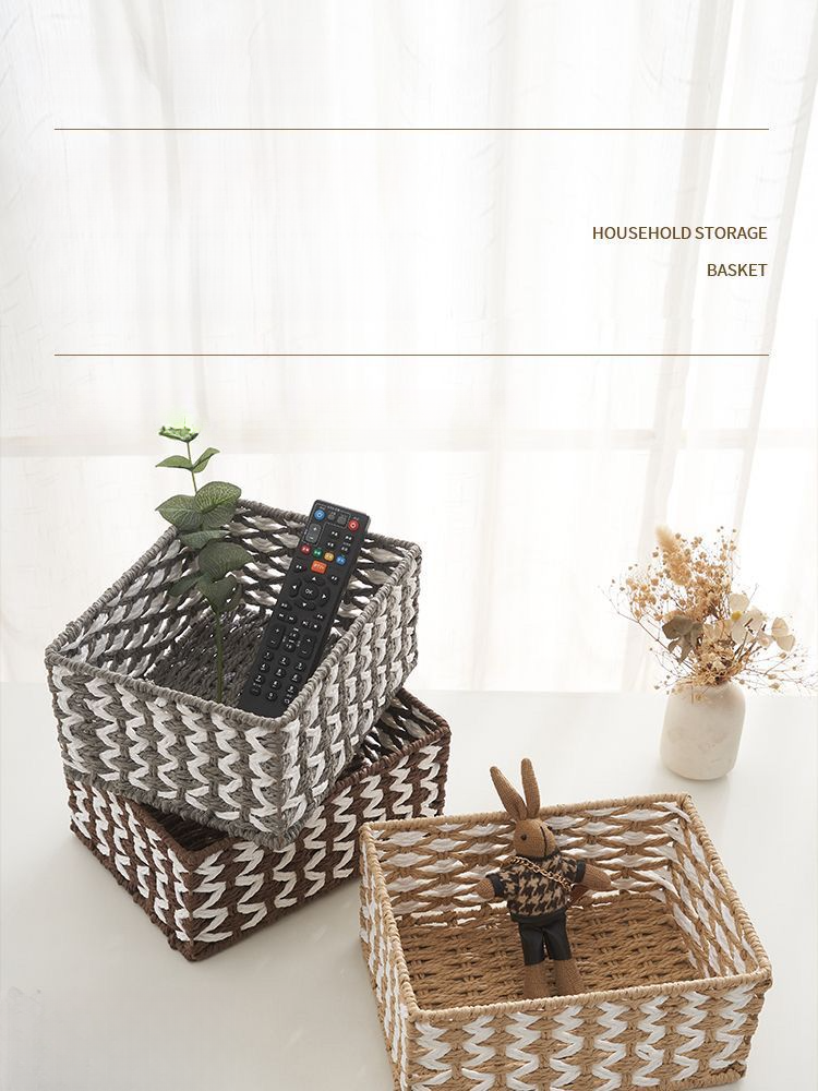 Desktop Woven Storage Box Coffee Table Entryway Key Miscellaneous Rattan Snacks Home Dormitory Cosmetics Round Handmade_voghion.com