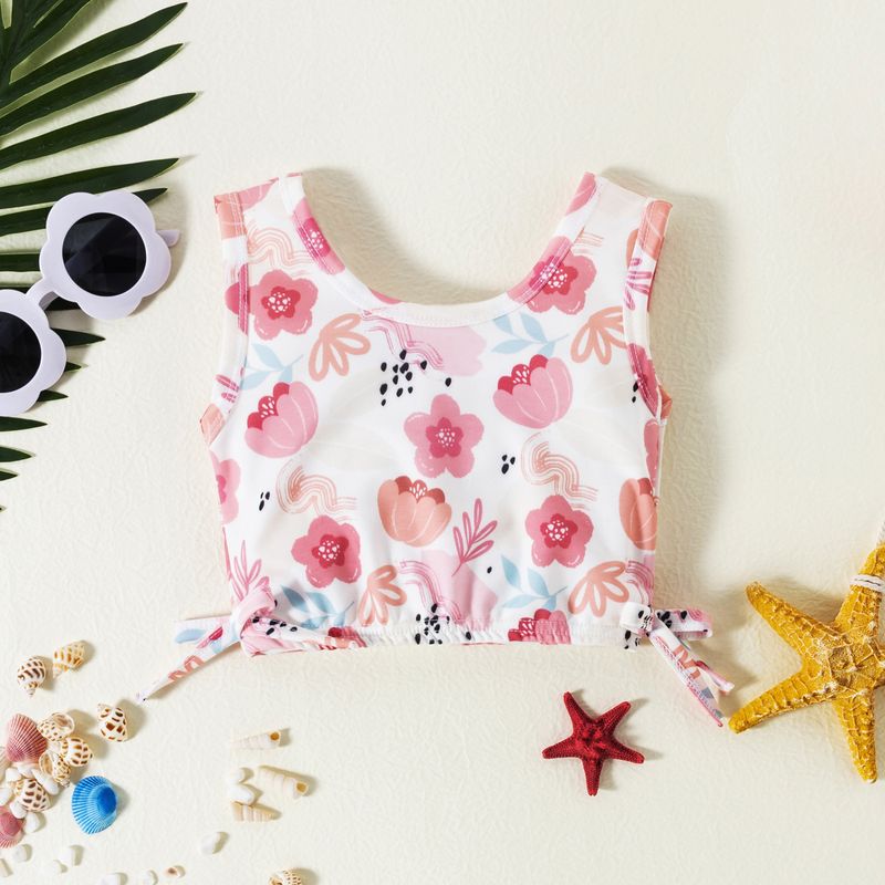 Mutter & Kinder Mädchen-Bikini-Bademodeset mit Blumen-Erdbeer-Motiv – Zweiteilige Kleinkind-Badeanzüge aus weicher Baumwolle für Babys und Kinder (80–120 cm)_voghion.com