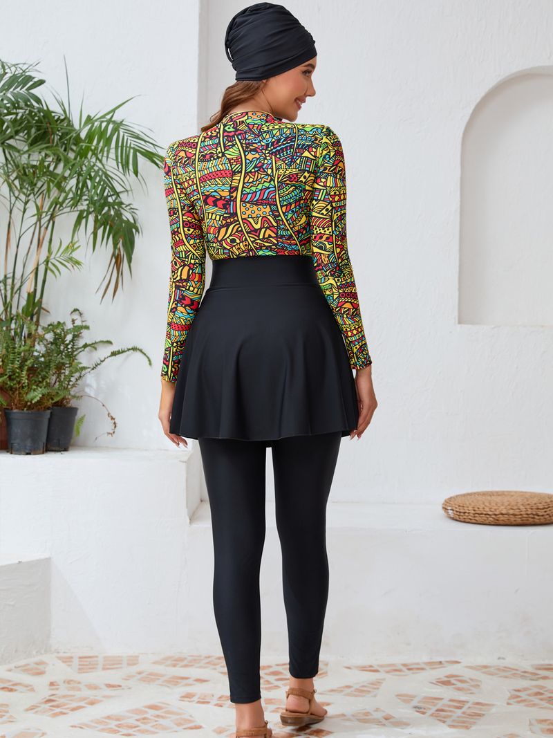 Muslimischer Badeanzug für Damen, langärmelig, konservativer Strand-Badeanzug_voghion.com