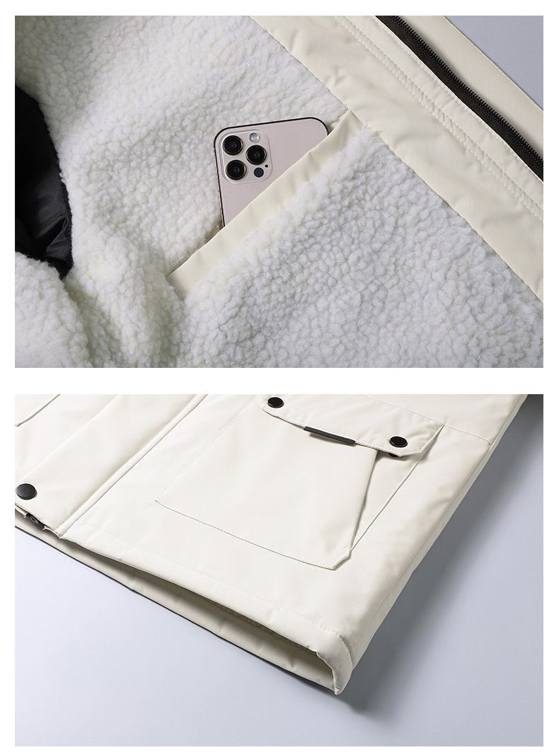 Gute plus samt dicke Arbeitskleidung für Herren Frühling und Herbst Casual Fashion, abnehmbare Mütze Jacke Top_voghion.com