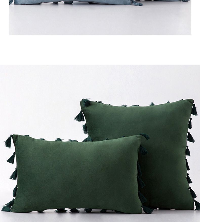 Hemoh Velvet Tassel Throw Pillow With Insert – Modern Minimalist Cushion For Sofa & Bed (45x45cm, 18 Luxe Colors)_voghion.com