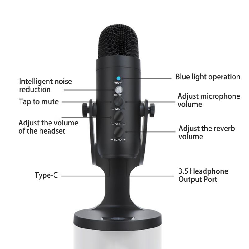 Profesyonel USB Kondansatör Mikrofon Stüdyo Kayıt Mikrofonu PC Bilgisayar Oyun Yayını Podcasting Dizüstü Bilgisayar Masaüstü_voghion.com