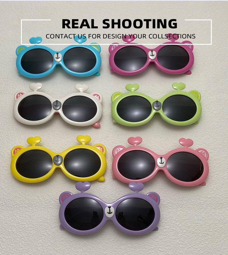 Weiche Silikon-Sonnenbrille für Kinder – Cartoon-Bär, UV-Schutz, polarisiert (kleiner Rahmen, reise- und fotofreundlich)_voghion.com