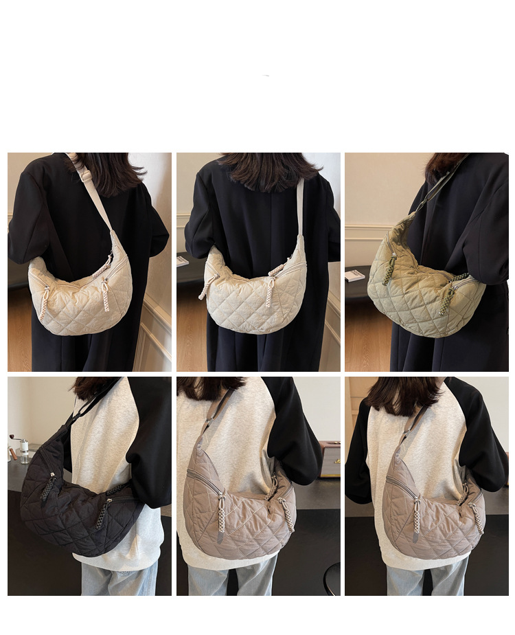 Women's high-end armpit autumn and winter new diamond grid down cotton jacket bag, student versatile single shoulder_voghion.com