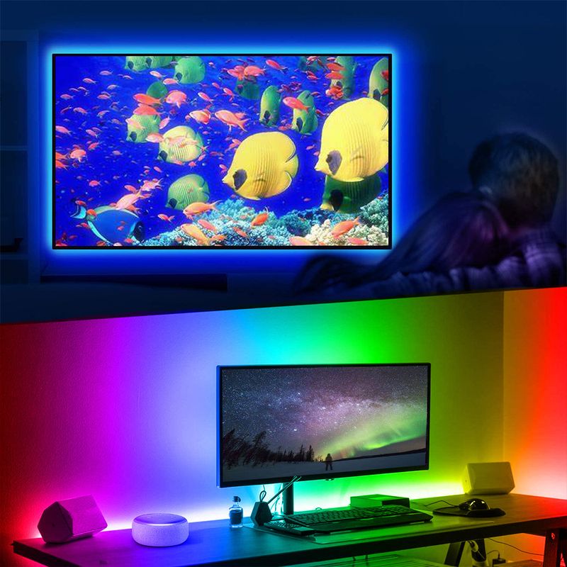 Tira de luces LED USB con control remoto, cambio de color RGB, opciones impermeables y no impermeables, LED SMD 5050._voghion.com