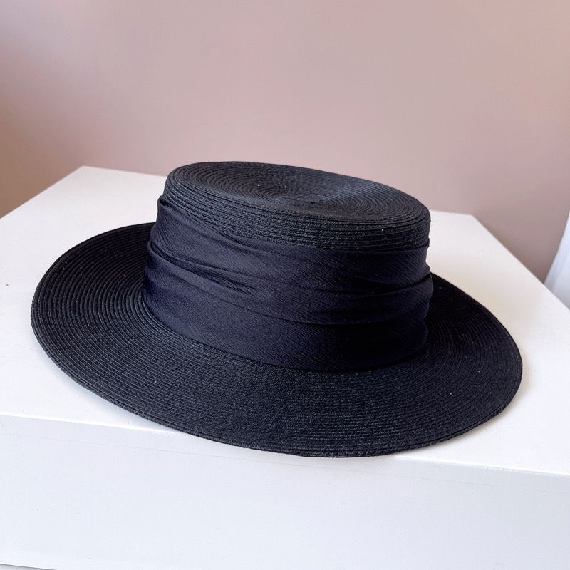 Mode europäischen amerikanischen Retro-Band breite Krempe Hüte für Frauen elegante flache Top Mode Strand Cap Qualität Hochzeit Sombrero_voghion.com