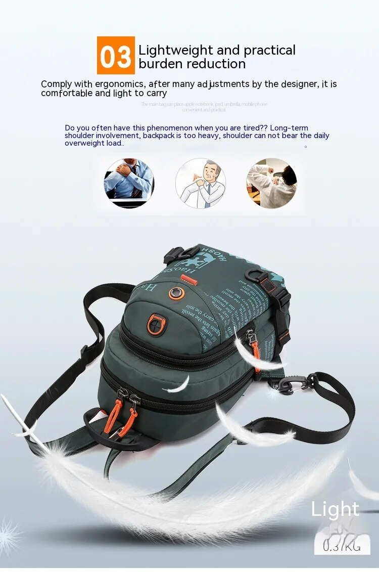 Nueva mochila informal versátil para exteriores para hombre, multifuncional, de moda, de nailon impermeable, bandolera de un solo hombro._voghion.com
