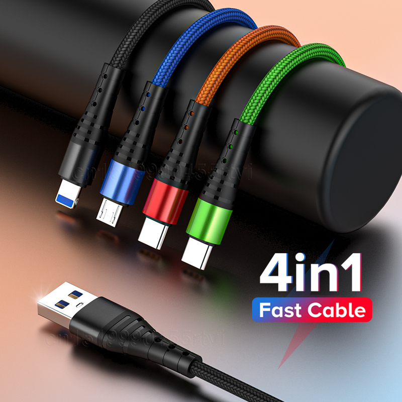 Câble de chargement USB Type C en 4 1, pour iPhone 13 12 11 Pro 3 en 1 2 en 1, câble Micro USB pour Huaw_voghion.com
