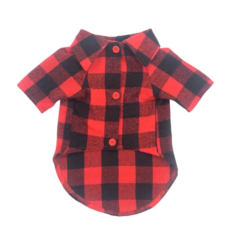 Pet Red Black Plaid Dog Clothes Medium And Large Good-looking Festive Double-footed Shirt Style_voghion.com