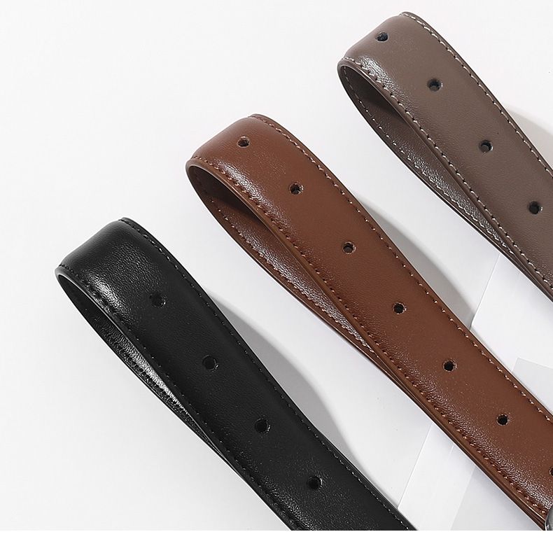 New Women's Square Genuine Leather Needle Buckle Fashion Versatile Decorative Jeans Dress Belt_voghion.com