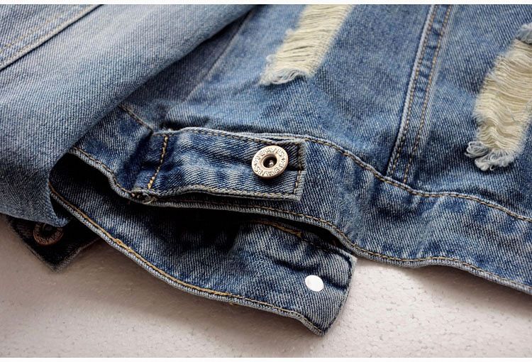 Dametøj Denimjakke Kort Slim Fit Trendy Alsidig Trekvartærmet Forårs- og efterårsdenimjakke Langærmet Top_voghion.com