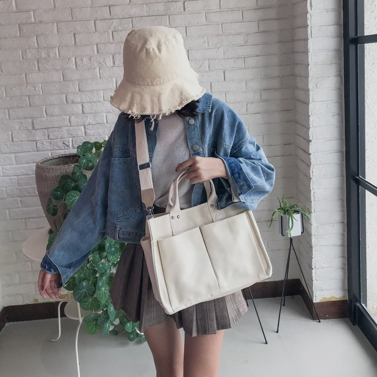 Pratica borsa a tracolla a spalla singola in tela multitasche per il tempo libero, moda autunno e inverno, nuova donna, di grande capacità_voghion.com