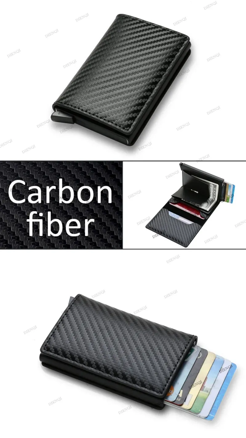 Porte-cartes de crédit en fibre de carbone, étui portefeuille minimaliste intelligent Rfid, pince à billets, porte-cartes mince pour hommes et femmes, étui pour carte de crédit bancaire_voghion.com