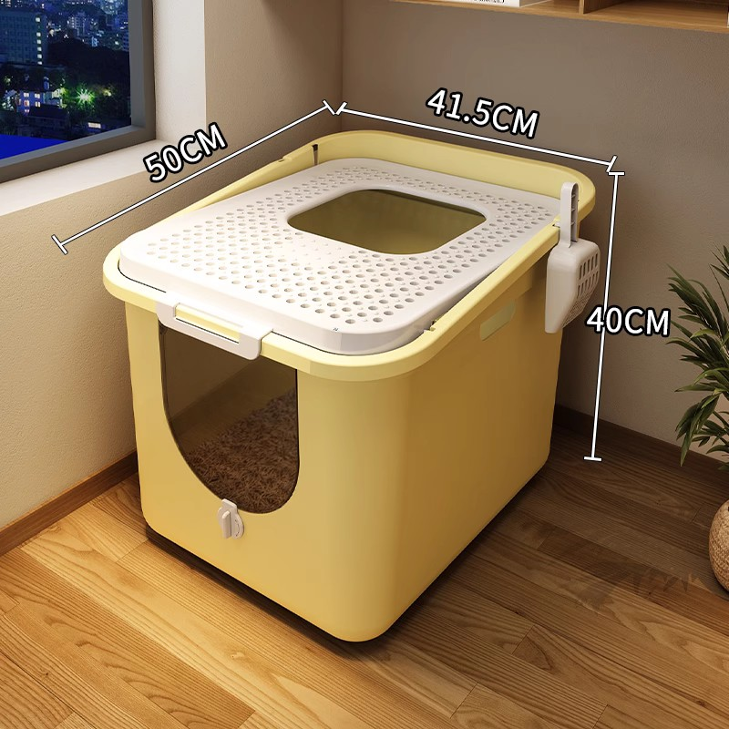 Odor-Proof Fully Enclosed Toilet Litter Tray Extra Large Splash-Proof Cat Poop Box Beiqin_voghion.com
