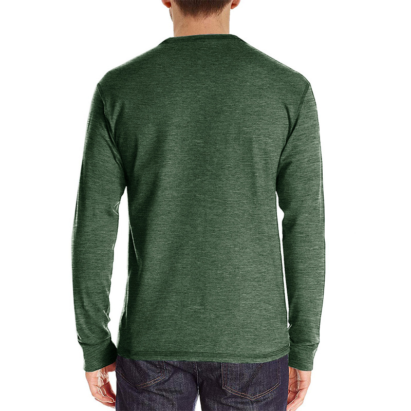 Henley-T-Shirts für Herren mit Knopfleiste, langen Ärmeln und Tasche, entspannte Passform, 100 % schwere Baumwolle_voghion.com