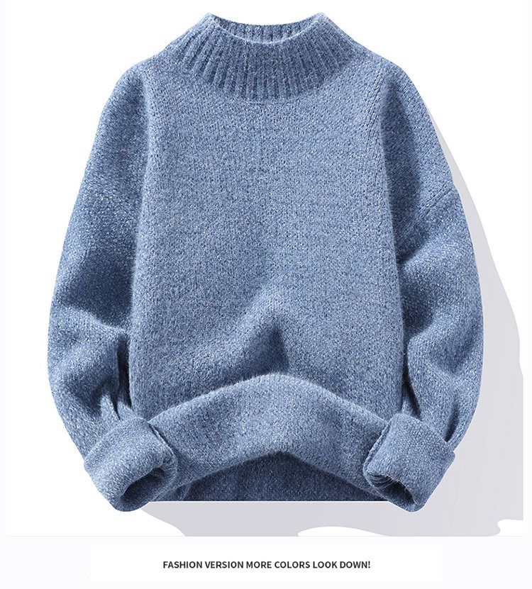 Maglione da uomo in visone dorato, autunno e inverno 2023, nuovo commercio estero, tinta unita, collo alto, semplice, casual, con fondo aderente_voghion.com