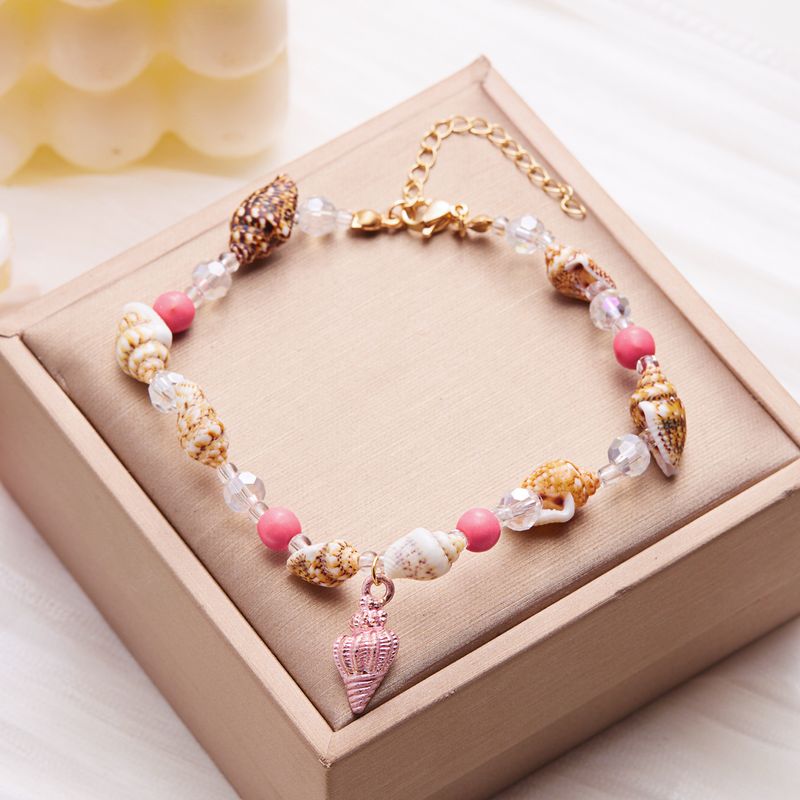 Nuova cavigliera estiva in perline di riso con conchiglia fresca coreana e giapponese, versatile gioiello fatto a mano per le donne_voghion.com