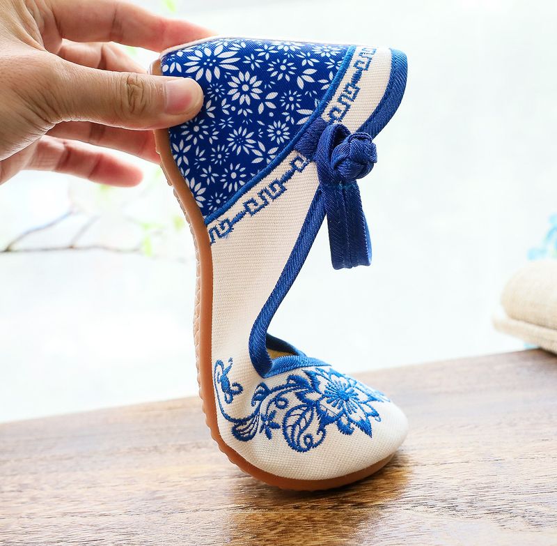 Scarpe da ballo da donna con tacco basso e fibbia, stile etnico, con suola in tessuto con tendine di mucca._voghion.com