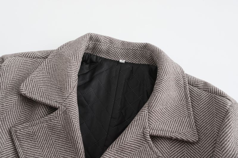 2024 Autumn Winter New Mid-Length Plaid Double-Breasted Coat European Size Cross-Border Woolen Men's_voghion.com