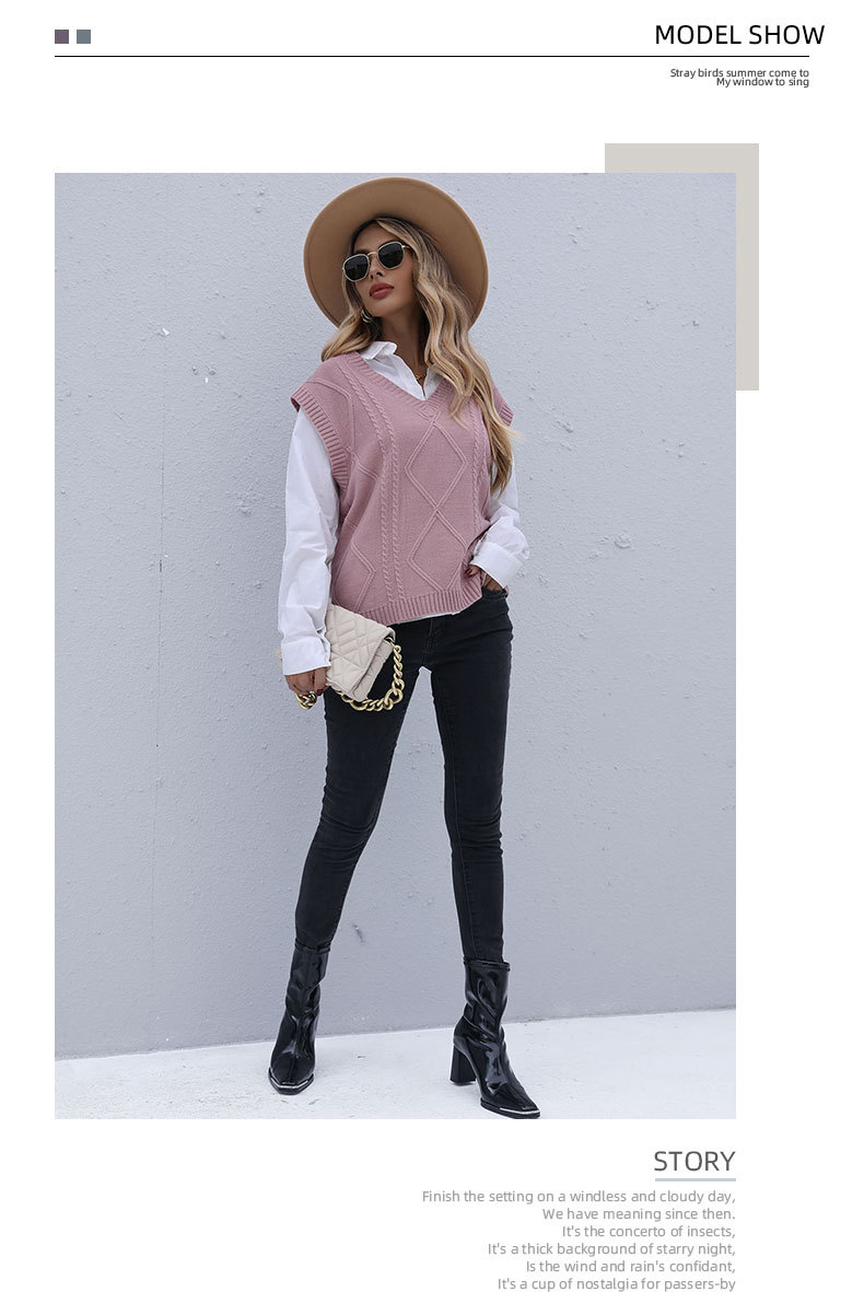 Damenbekleidung Independent Station Frühherbstmode Damen ärmellose Twist Solid Color Strickweste für Damen_voghion.com