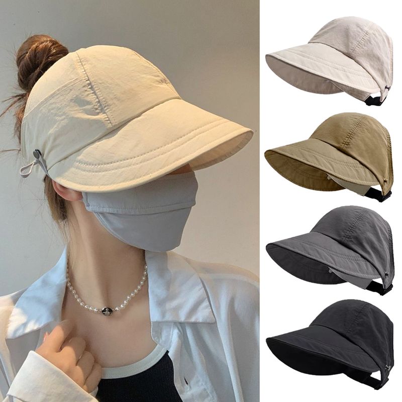 Nieuwe aankomsten Mode Lege Top Brede Rand Voor Anti UV Zonwering Vrouwen Vrijetijdsbesteding Verstelbare Buiten Strand Cap Vissershoed_voghion.com
