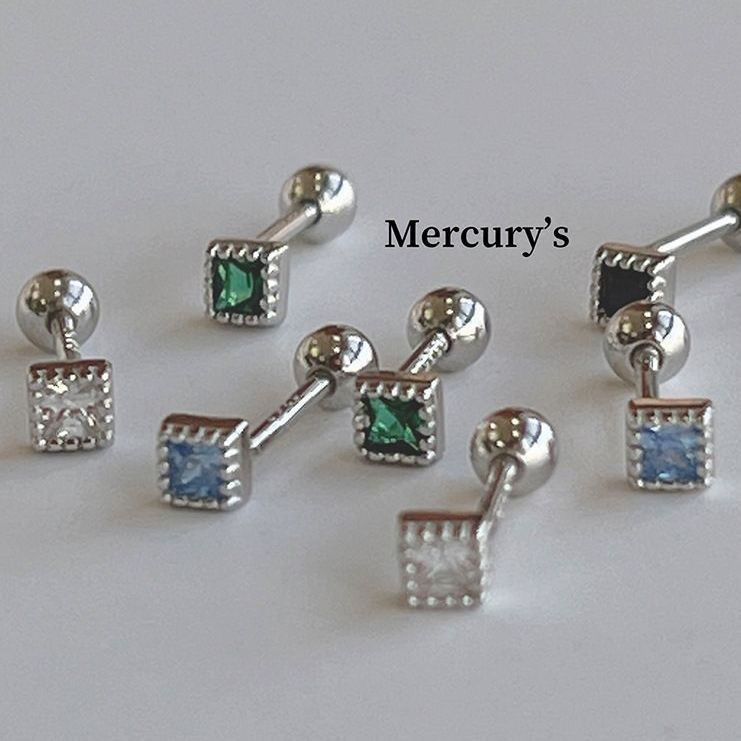 Ins Versatile Design Small Square Ear Bone Studs Daily Layered Mini S Silver Plated Screw Earrings_voghion.com