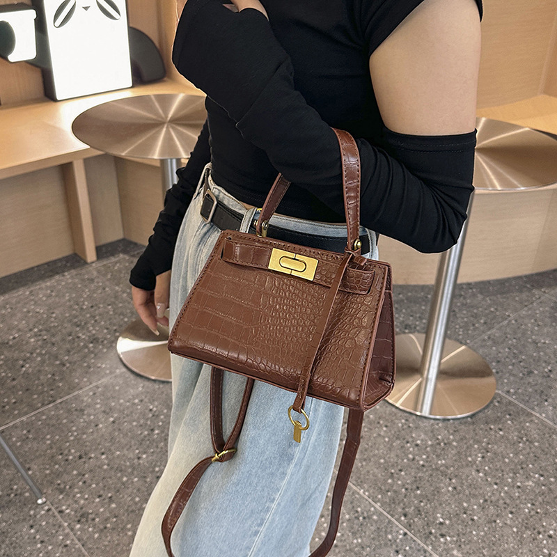High-grade temperament ladies fashion niche stone pattern crossbody retro shoulder bag_voghion.com