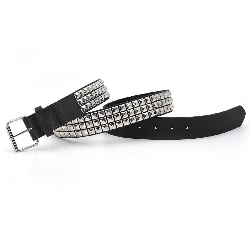 HOT High Quality Rivet Belt Men&Women's Studded Fashion Versatile Belts Punk Rock With Pin Buckle Drop Decoration Black Hot_voghion.com