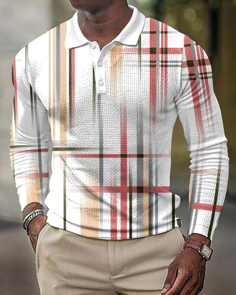 T-shirt da uomo a maniche lunghe con stampa digitale da uomo con risvolto di grandi dimensioni_voghion.com