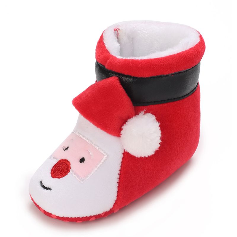 Weihnachtsschuhe für Neugeborene, Jungen und Mädchen, Kleinkinder, Lauflernschuhe, weiche Sohle, flache Säuglingsschuhe, warme Schneestiefel, 0–18 Monate_voghion.com