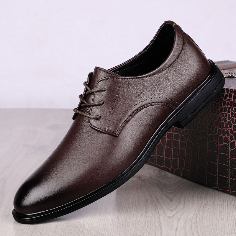 Neu Formal Für Büroangestellte Business Casual Echtes Leder Herren Vier Jahreszeiten Einfache Derby Schuhe_voghion.com