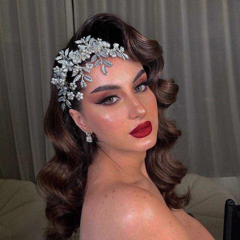 Νέα νυφική χτένα κεφαλής Χειροποίητα αξεσουάρ μαλλιών σε σχήμα φύλλου με χάντρες Αξεσουάρ μαλλιών για νυφικό_voghion.com