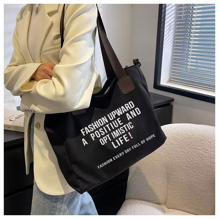 Nuovo stile in tela per studentesse universitarie, borsa tote per libri di classe, tracolla alla moda e di grande capacità_voghion.com