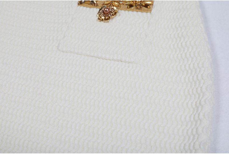 Completo cardigan in maglia con paillettes e perline e gonna alla moda – Coordinato scintillante primavera/autunno (rosso/nero/bianco, S-XL)_voghion.com