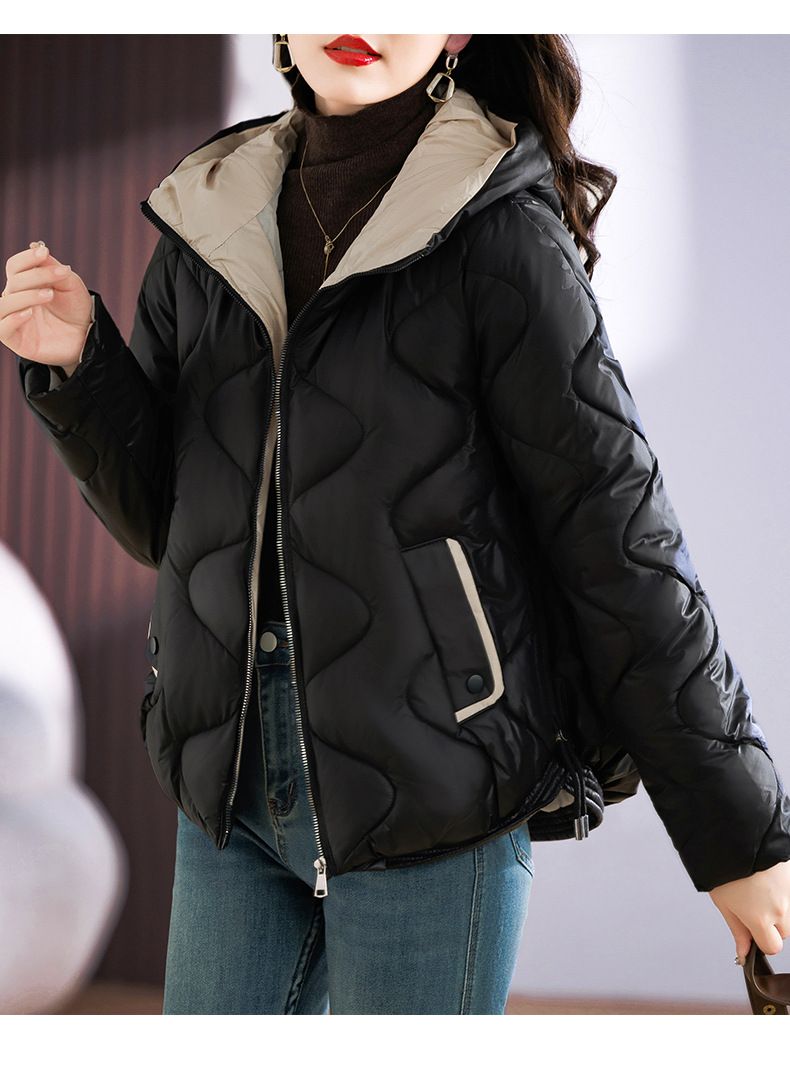 Doudoune courte brillante pour femme, manteau d'hiver léger à capuche, vêtements d'extérieur matelassés à la mode, gilet zippé coupe slim_voghion.com