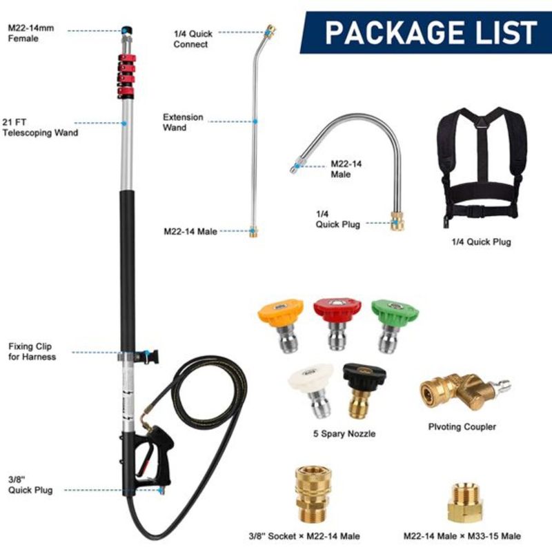 Pistola per lavaggio a pressione telescopica alta 24 piedi_voghion.com