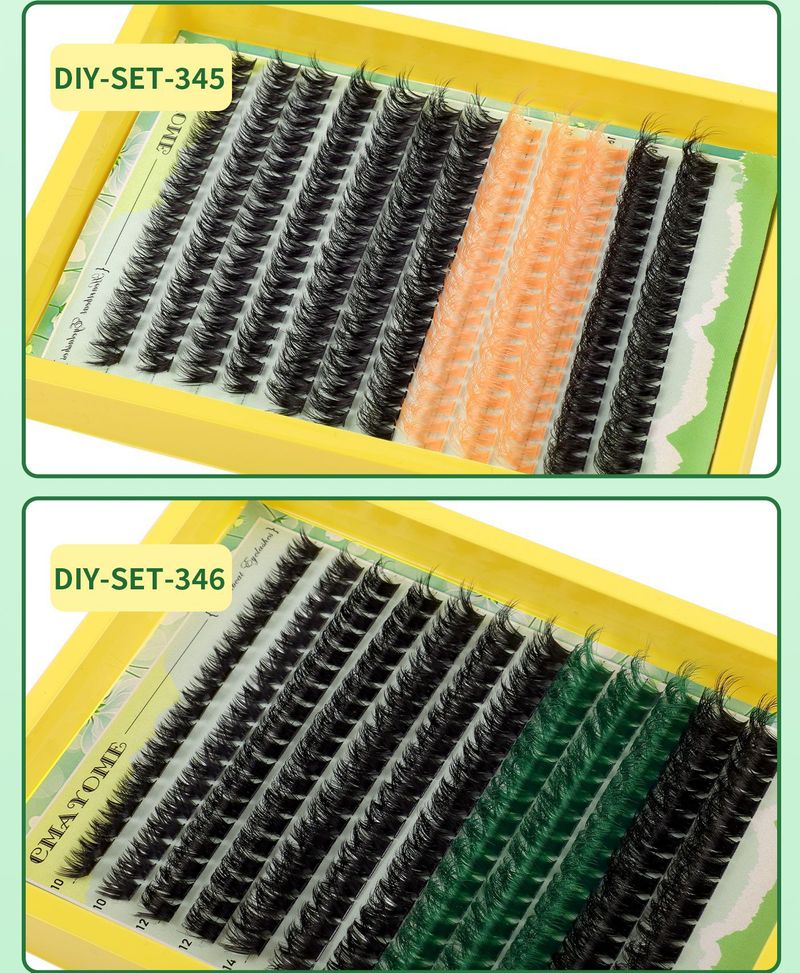 Segmented False Eyelashes DIY Kit, Large - Capacity Lash Extension Set, Mixed - Color With Colorful And Black Clusters_voghion.com