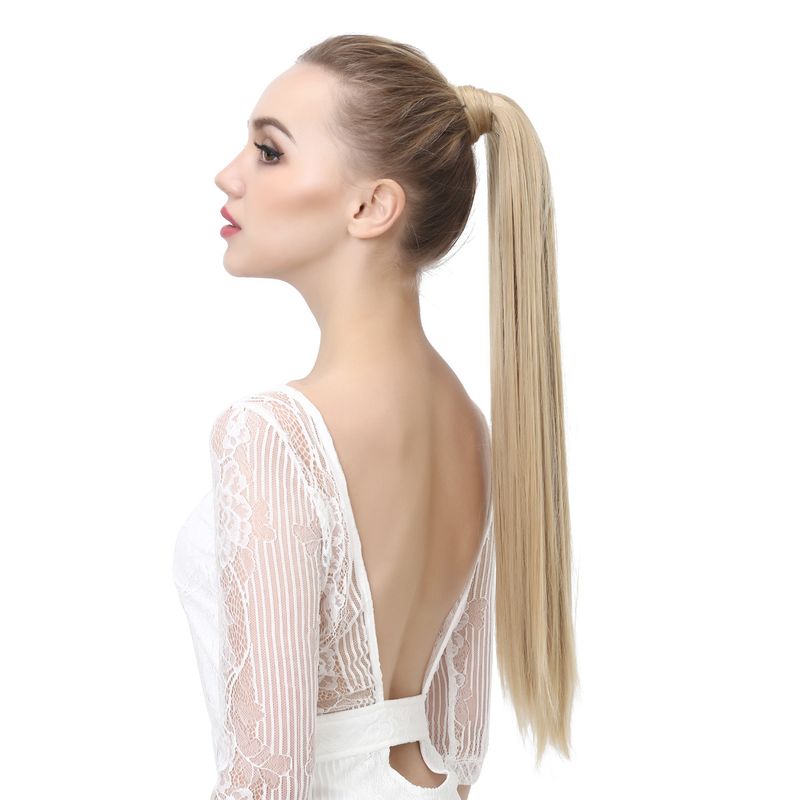 Velcro Horsetail Realistico Opaco Seta Lunga Parrucca Liscia Equiseto Parrucca Avvolgente Velcro Donna Capelli Lisci_voghion.com