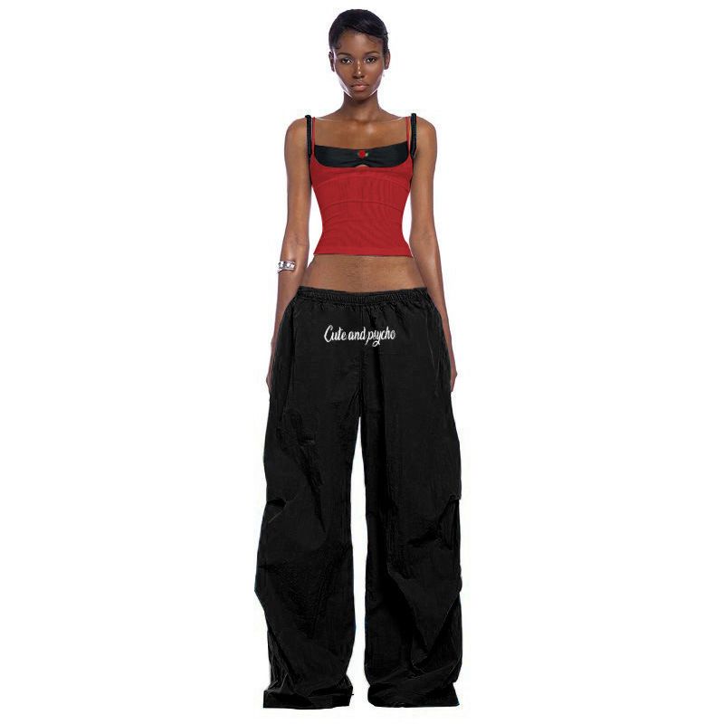 RenMou Fashionable Women's Clothing With Elastic High Waisted Letter Printing, Loose Casual Street Fashion, Simple And Exclusive Supply_voghion.com