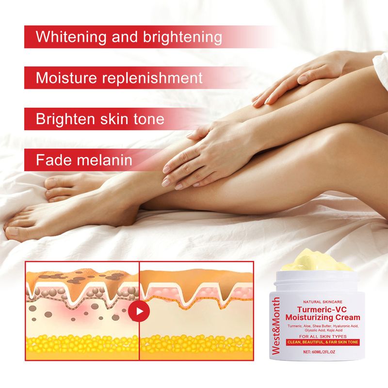 Crema di bellezza West&Montr alla curcuma per attenuare le macchie scure della pelle causate dal sole, idratante e schiarente._voghion.com
