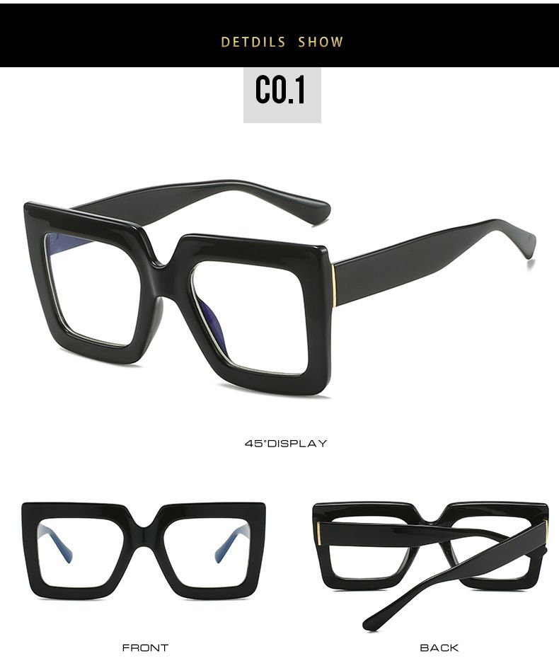 New Large Anti Blue Light For Women, Fashionable Computer Goggles, Dual Color Transparent Square Glasses Frame_voghion.com