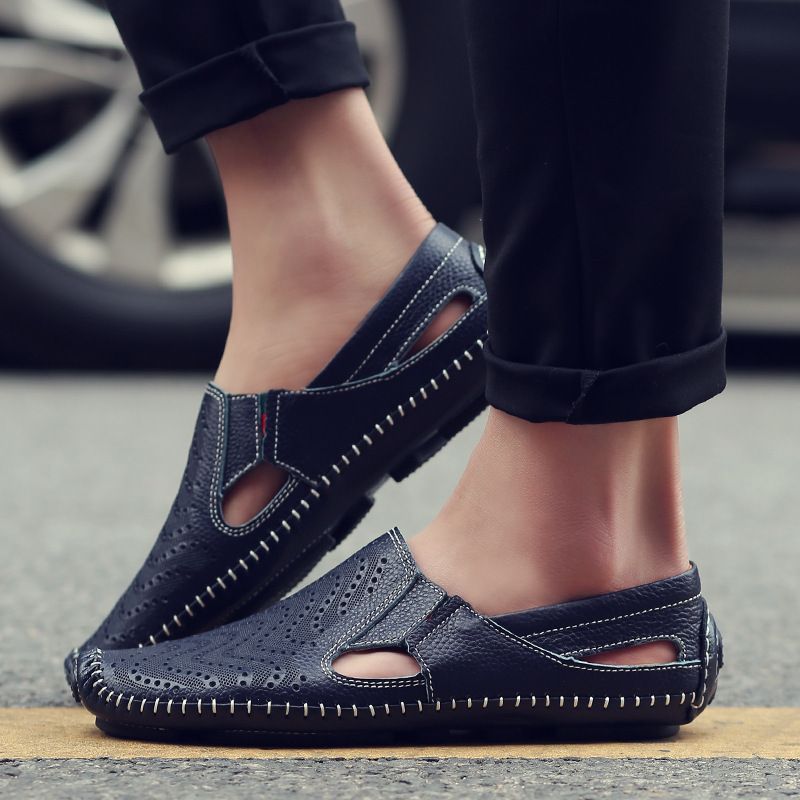 Mocassini da uomo in pelle di vacchetta, stile britannico, fatti a mano, autunno primavera estate, scarpe casual alla moda, comode e comode 8503_voghion.com