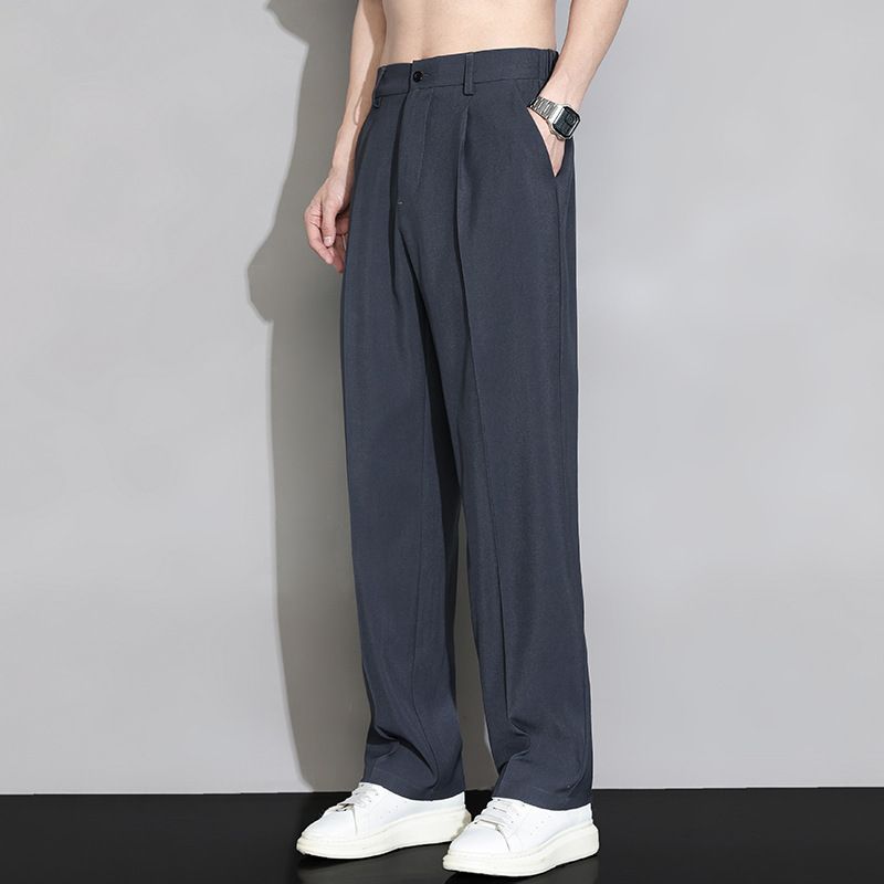 Leisure Spring Loose 2024 New Straight Long Pants Men's Drape Suit Trend Wide Leg Trousers_voghion.com