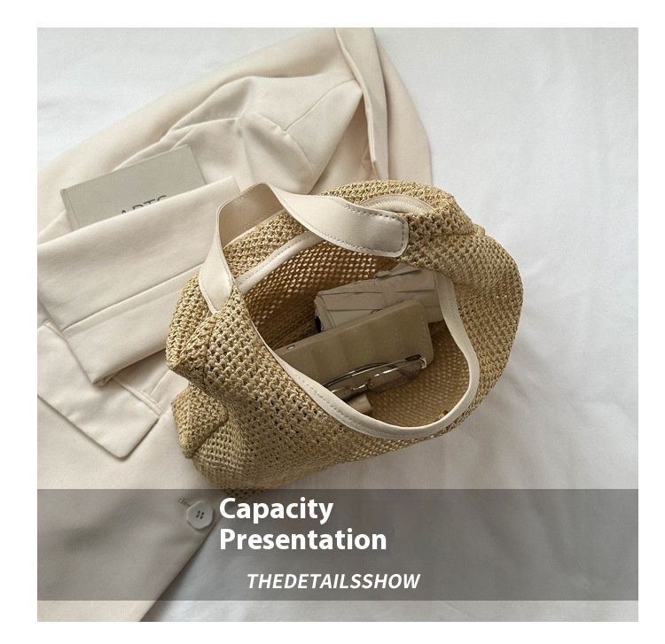 Sac tissé en herbe pour femmes, sac de loisirs de grande capacité, sac à bandoulière sous les bras occidental, nouvelle collection 2024_voghion.com