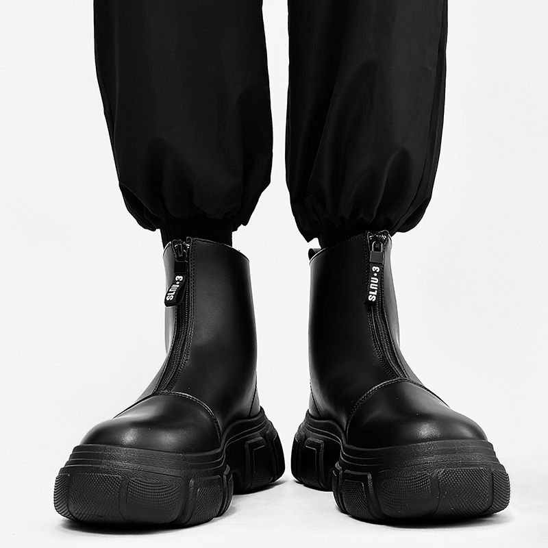 Martin Heren Biker High Top Trend Regenlaarzen, 2025 Herfst en Winter Nieuwe Laarzen_voghion.com