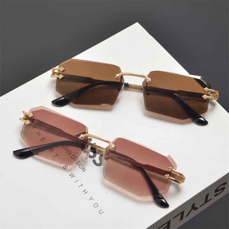 Sommer Rechteckige Randlose Sonnenbrille Modetrend Sonnenbrille_voghion.com