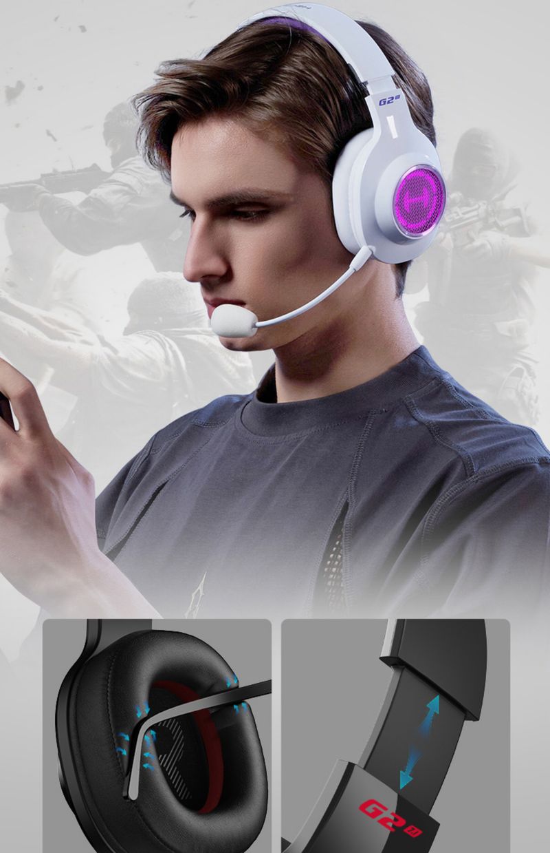 Walker G2 Bluetooth Wireless 7.1 Version Gaming Headset Kopfbedeckung 2.4G Computerspiel Ultra-Long Life Akku Große Leistung_voghion.com